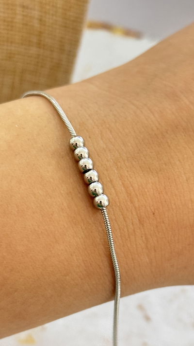 Pulsera Cola de Rata con Bolitas AQ