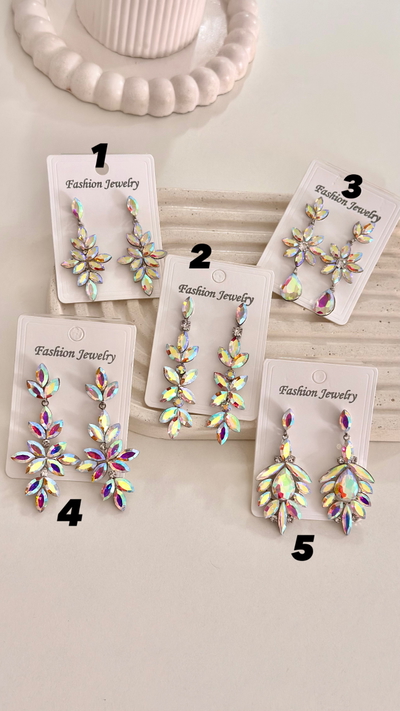 Aros Plateados con Gemas Tornasol