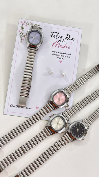 Reloj + Tarjeta y Aros