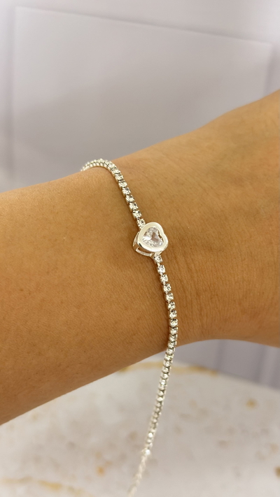 Pulsera Corazon Cubic Cristal y strass AB