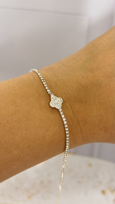 Pulsera Trebol Cubic Y Strass AB