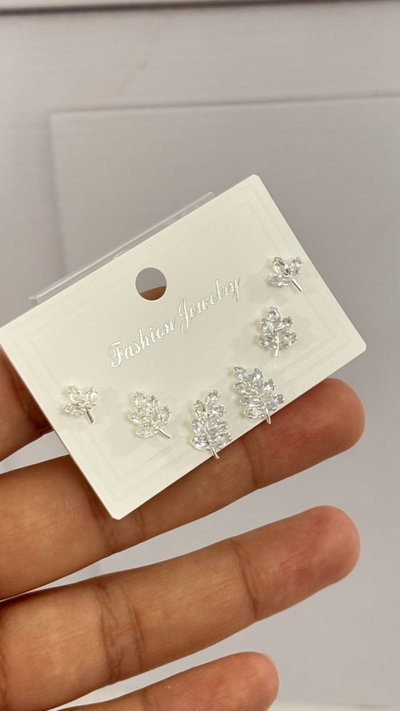 Set Aros Hojas Plateado