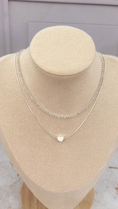 Collar Doble Corazon Con Strass AB