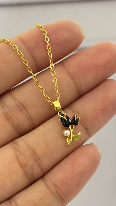 Collar Tulipanes Negro AD