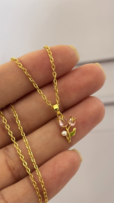Collar Tulipanes Rosa AD