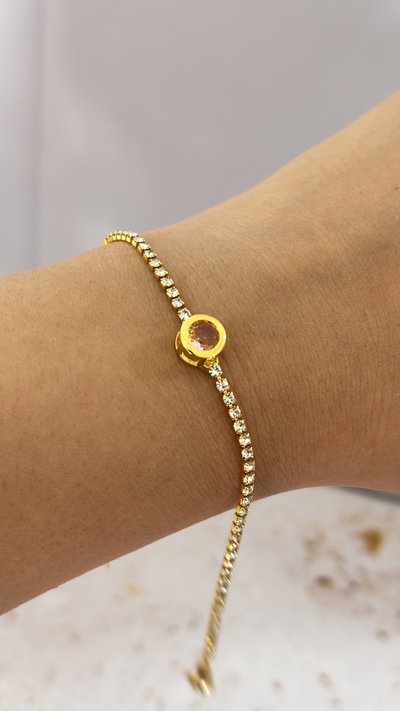 Pulsera Strass Circulo Rosa AD