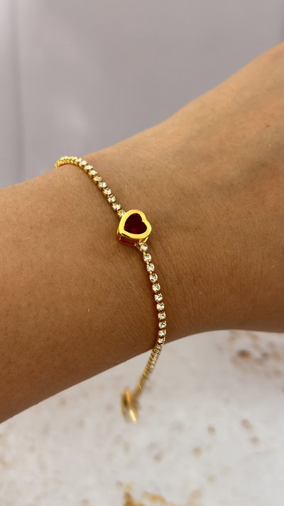 Pulsera Strass Corazon Rojo AD