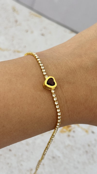 Pulsera Strass Corazon Lila AD