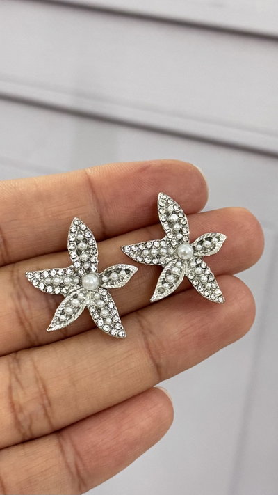 Aros Pasante Estrella De Mar Plateado