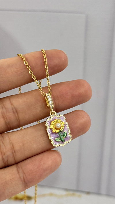 Collar Girasol Con Perla AD