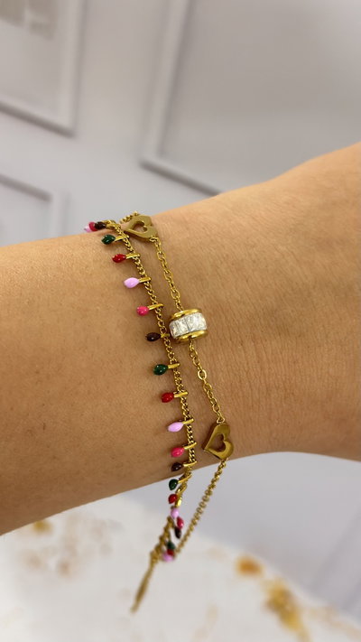 Pulsera Corazon Doble Multicolor AD