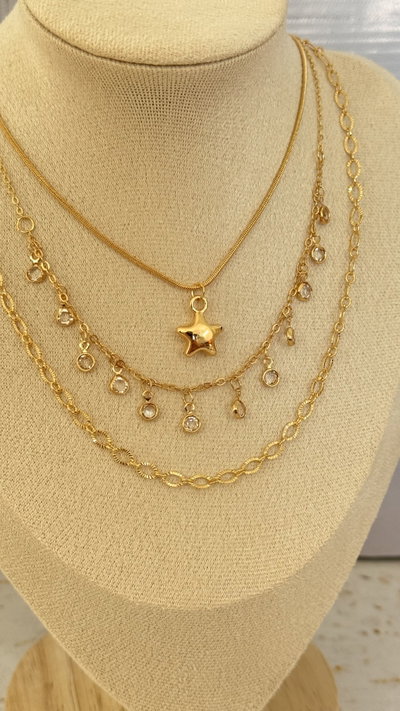 Collar Triple Estrellitas y Cubic 