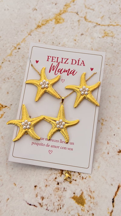 SET ESTRELLA DE MAR AD - cadena, aros y anillo