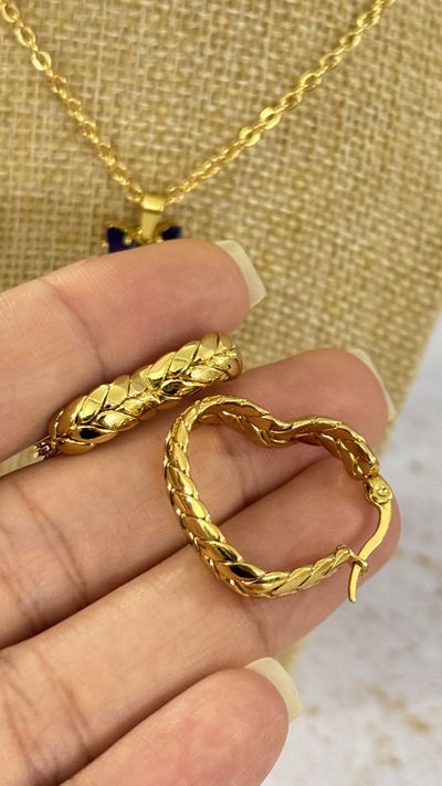 Argollas Corazón Trenzada AD 30mm