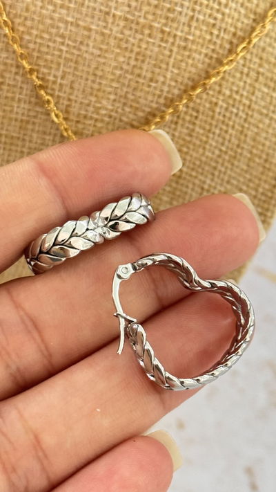 Argollas Corazón Trenzada AQ 30mm
