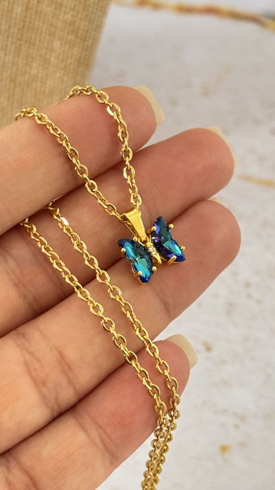 Collar Mariposa Azul Tornasol AD 