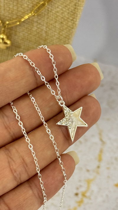 Collar Estrella Simil Nacar y Strass AB 