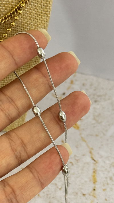 Cadena Bolitas Ovaladas AQ 45cm