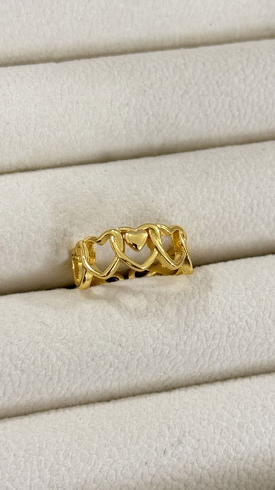 Anillo Corazones Dorado T.18