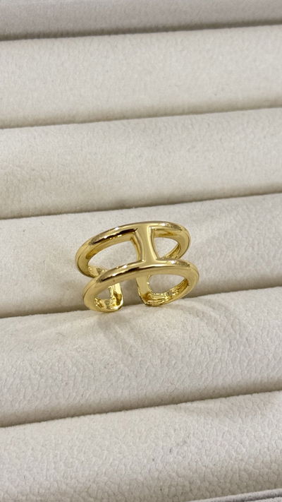 Anillo Doble Dorado T.18