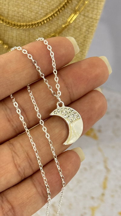 Collar Luna Simil Nacar y Strass AB