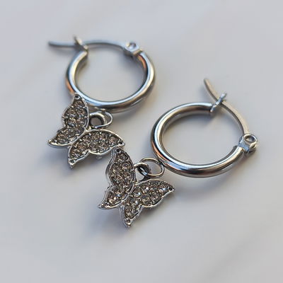 Argollas mariposa strass