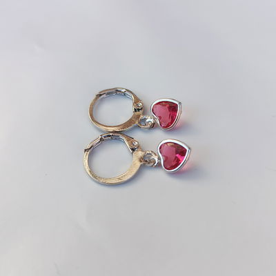 Argollas corazon strass rojo