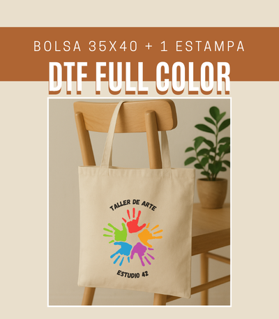 Bolsa de lienzo 35x40 con DTF full color 