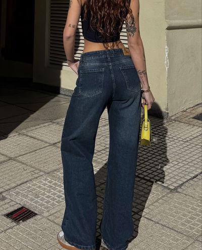 Jeans wide leg tiro medio azul / talle 36,38,40,42