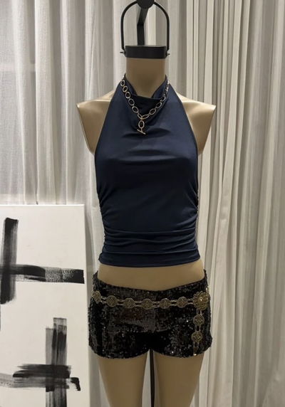 Top frunce lateral espalda abierta 