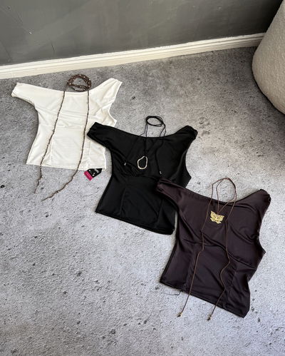 Top hombro caído estilo corset 