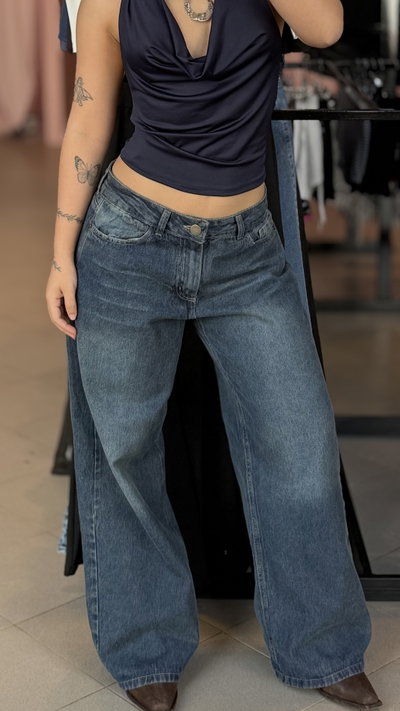 Jeans baggy azul óxido / talle 36 al 42