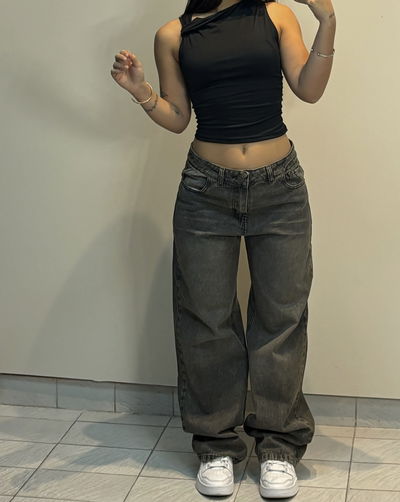 Wide leg tiro medio gris óxido (talle 36 al 42)