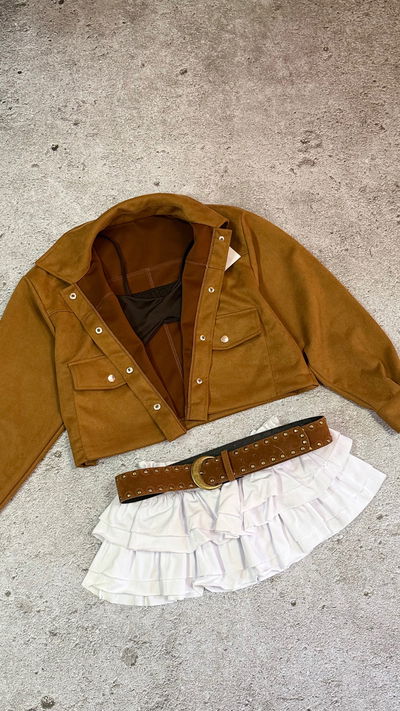 Campera crop de gamuza 