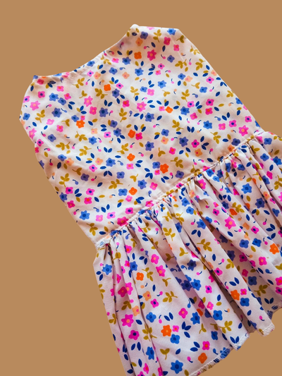 VESTIDO FLORES ROSAS Y LILAS