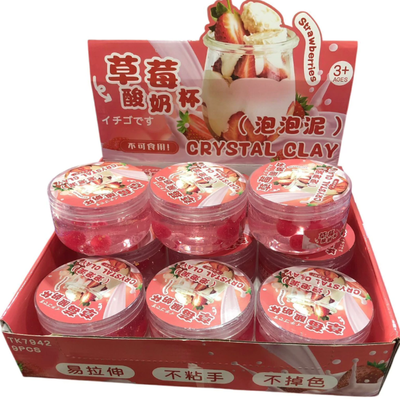 Slime con Brillos y Pelotitas en Pote Crystal Clay Frutilla y Uva