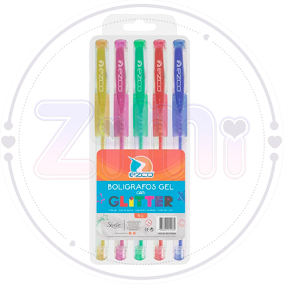 Lapiceras Glitter Ezco x5