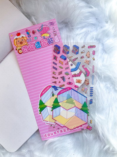 Stickers Escenario 3d (Capibara y Stitch)