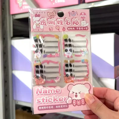 Etiquetas adhesivas de Oso Rosa