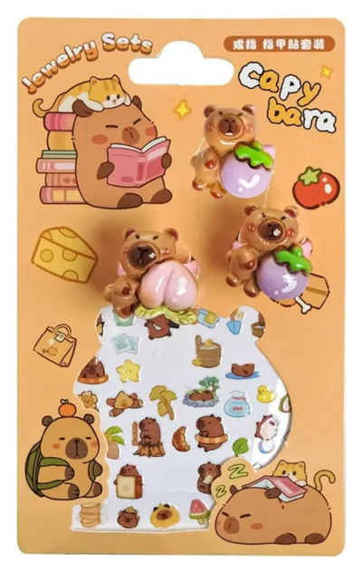 Mini stickers con anillitas Capibara 