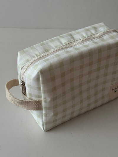Neceser XL Impermeable y Organizador Maternal "Cuadrille Pistacho"