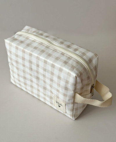Neceser XL Impermeable y Organizador Maternal "Cuadrille Beige"