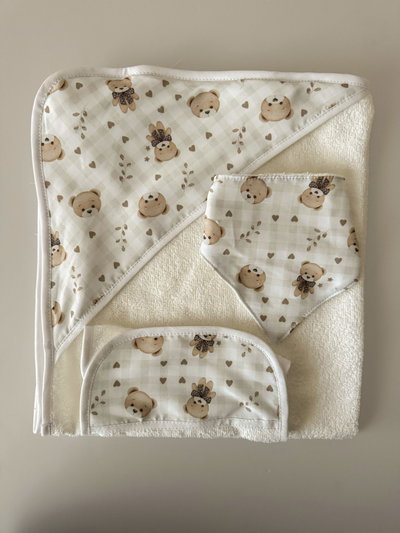 Set Toallón con Capucha "Oso Teddy"