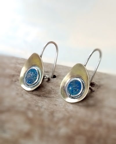 Aros con pasante de Plata 925  Ovo Bronce 