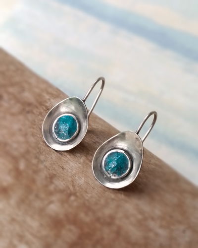 Aros con pasante de Plata 925  Ovo Verdoso