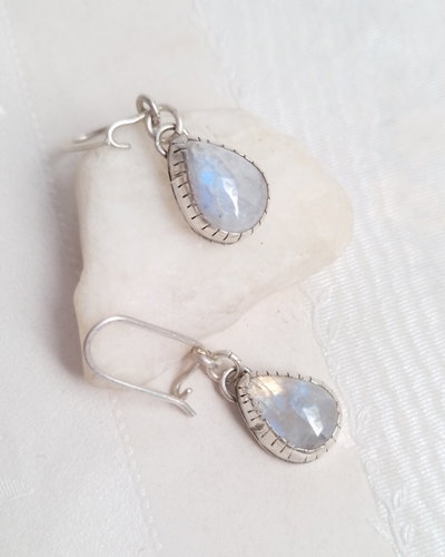 Aros de Plata 925 con Piedra de la Luna