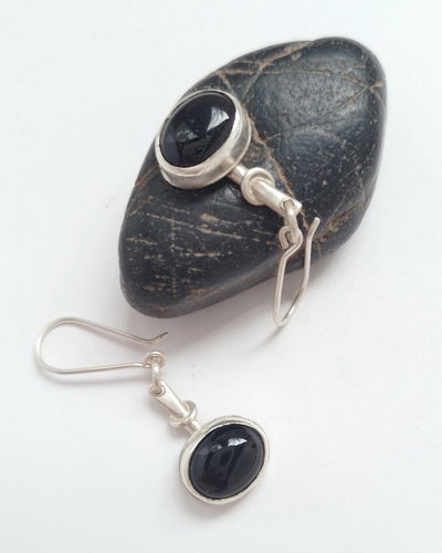 Aros de plata con ónix negro