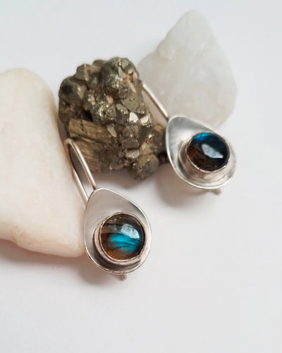 Aros de Plata "Ovo" con Labradorita 