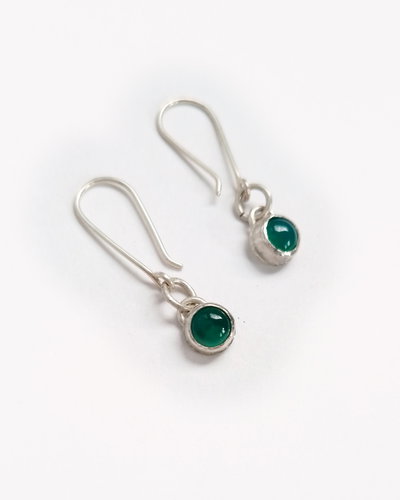 Aros de plata con Ágata Verde Mini