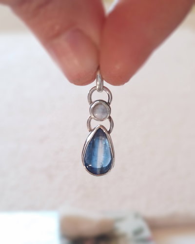 Dije de Plata 925 con Cianita y Quarzo